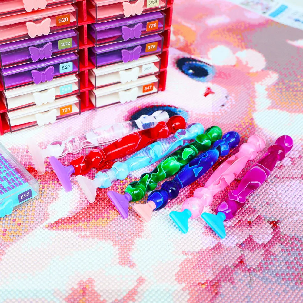 Diamond Painting Pen Set with Comfortable Ergonomic Grip 6 Pen Tips, Resin Diamond Art Tool Plastic or Metal Tips
