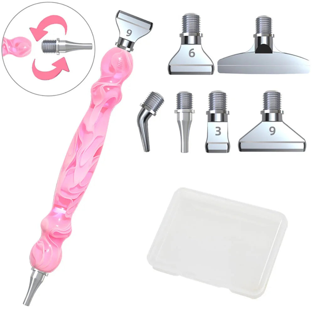 Diamond Painting Pen Set, Premium Resin Diamond Art Pen with 6 Replaceable Metal Tips