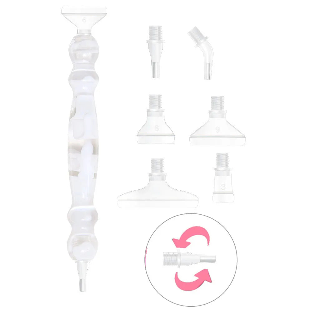 Diamond Painting Pen Set, Premium Resin Diamond Art Pen with 6 Replaceable Metal Tips