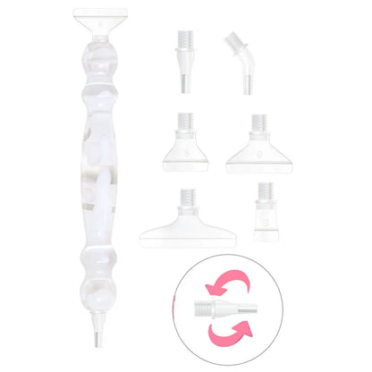 Diamond Painting Pen Set, Premium Resin Diamond Art Pen with 6 Replaceable Metal Tips
