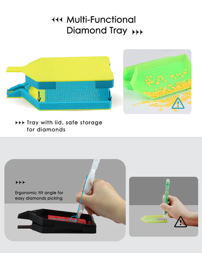 Diamond Art Tray with Lid – Bi-Tonal Diamond Painting Accessories & Storage Tool for 5D Diamond Art Beads