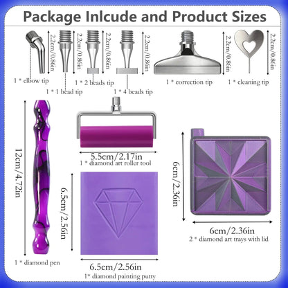 Premium Diamond Painting Tool Kit – Steel Tips, Tray, Roller & Accessories