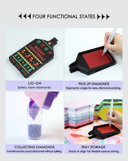 Diamond Art Tray with Lid – Bi-Tonal Diamond Painting Accessories & Storage Tool for 5D Diamond Art Beads