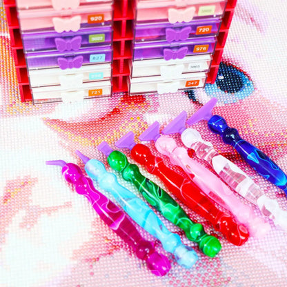 Diamond Painting Pen Set with Comfortable Ergonomic Grip 6 Pen Tips, Resin Diamond Art Tool Plastic or Metal Tips