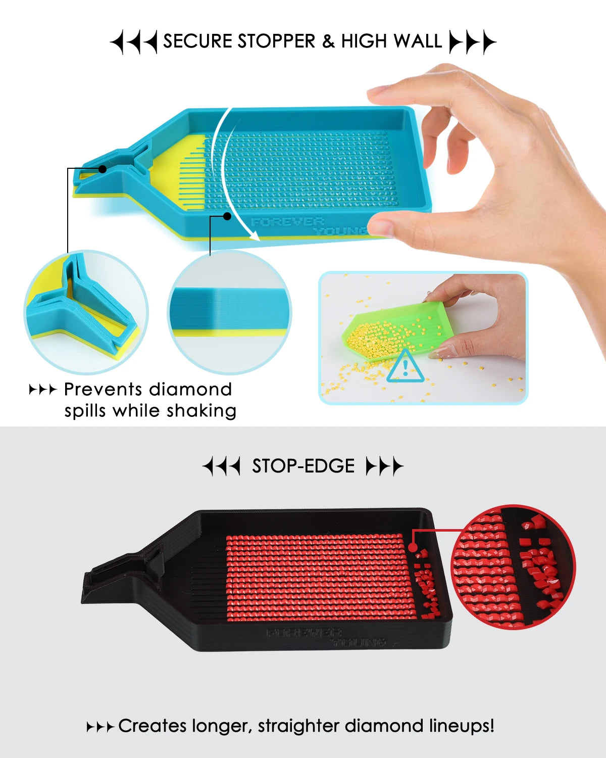 Diamond Art Tray with Lid – Bi-Tonal Diamond Painting Accessories & Storage Tool for 5D Diamond Art Beads