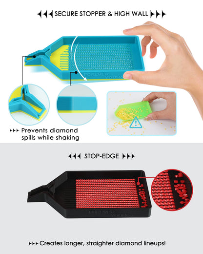 Diamond Art Tray with Lid – Bi-Tonal Diamond Painting Accessories & Storage Tool for 5D Diamond Art Beads