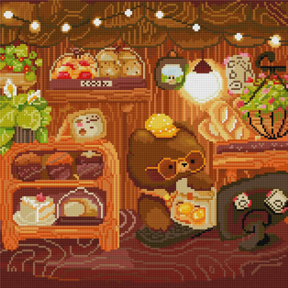 Cozy Bear Café by CraaftyQueen – Diamond Art Kit (40x40cm Square Drill) Hand Rendered