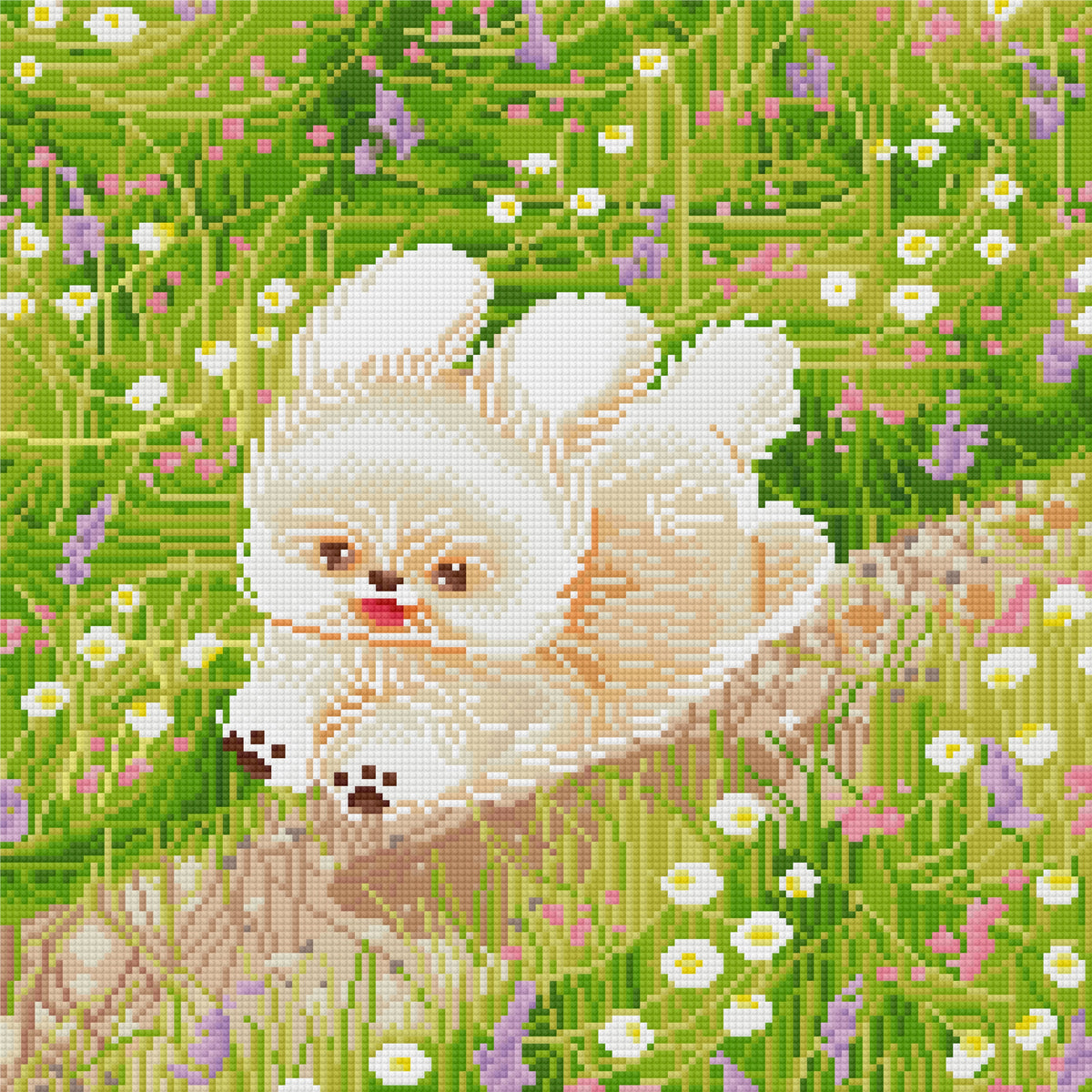 Daisies & Puppy Paws by CraaftyQueen– Diamond Art Kit (40x40cm Square Drill) Hand Rendered