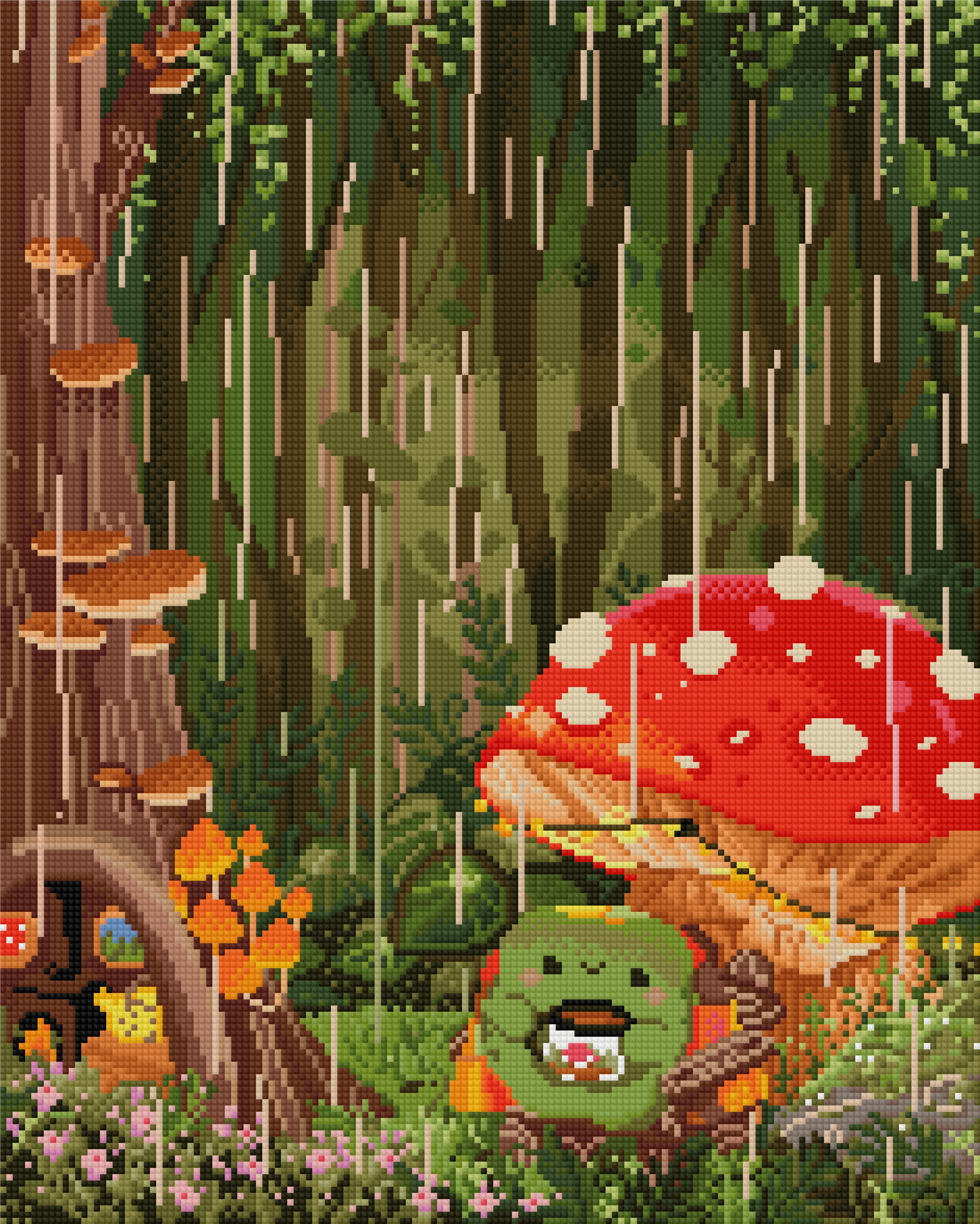 Toad's Rainy Day Retreat by CraaftyQueen – Diamond Art Kit (40x50cm Square Drill) Hand Rendered