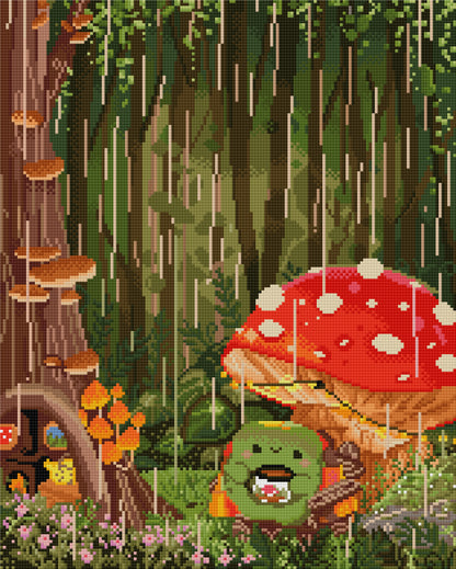 Toad's Rainy Day Retreat by CraaftyQueen – Diamond Art Kit (40x50cm Square Drill) Hand Rendered