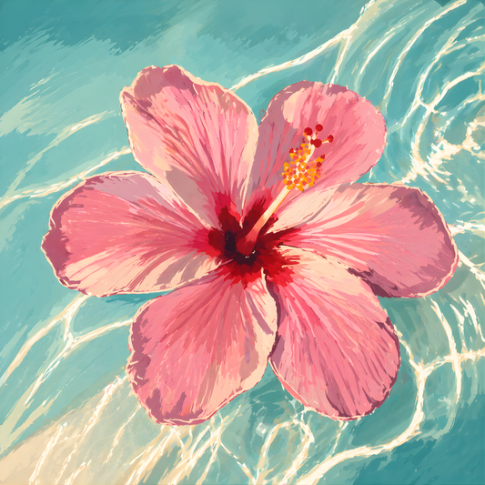 Saltwater Hibiscus- Diamond Art Kit (40x40cm, Round Drill)