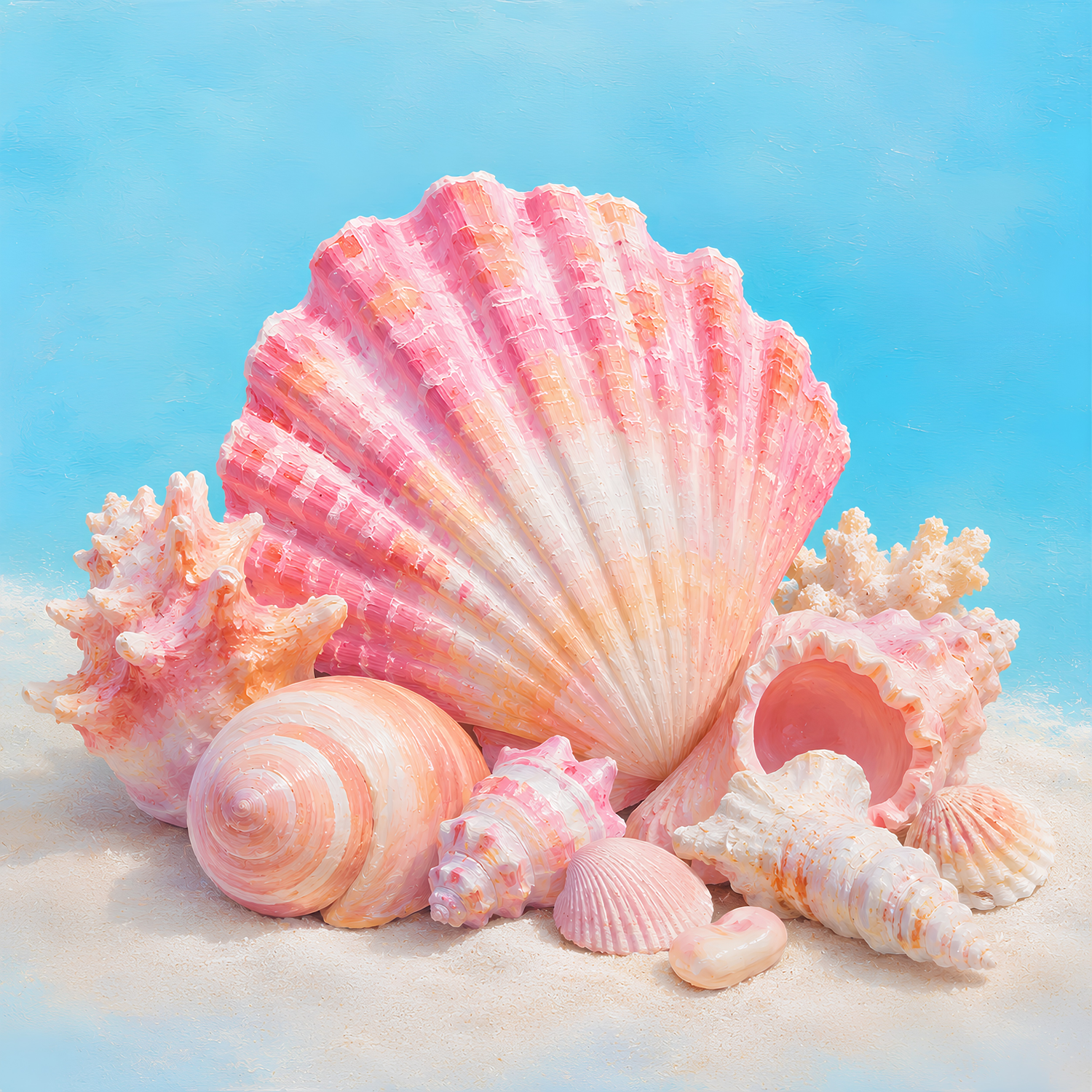 Sandy Shells- Diamond Art Kit (40x40cm, Square Drill)