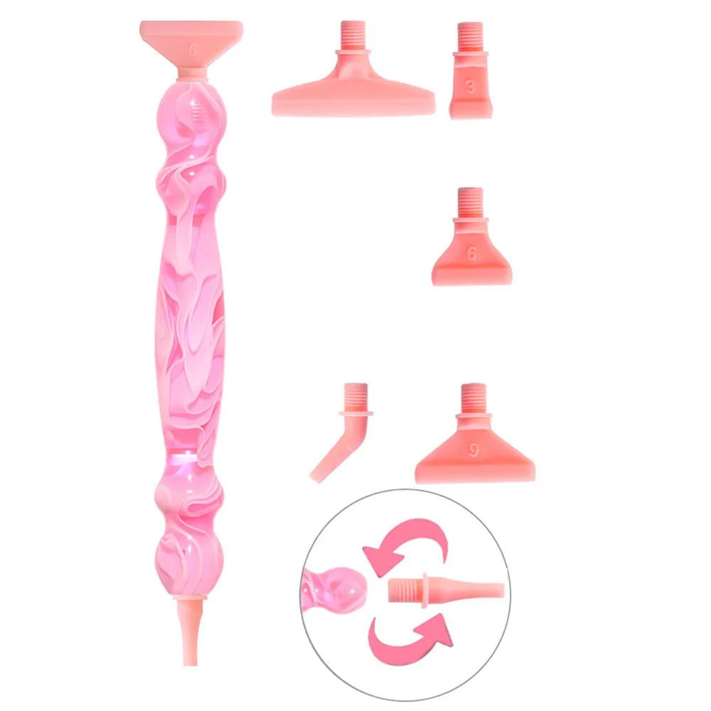 Diamond Painting Pen Set, Premium Resin Diamond Art Pen with 6 Replaceable Metal Tips