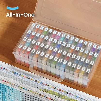 64 Jars Diamond Painting Storage Containers- Portable Organizer With Label Stickers Diamond Art Storage Box