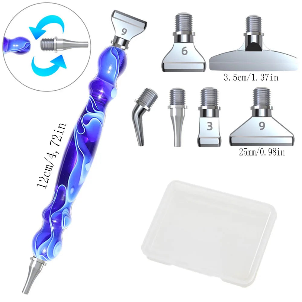 Diamond Painting Pen Set, Premium Resin Diamond Art Pen with 6 Replaceable Metal Tips