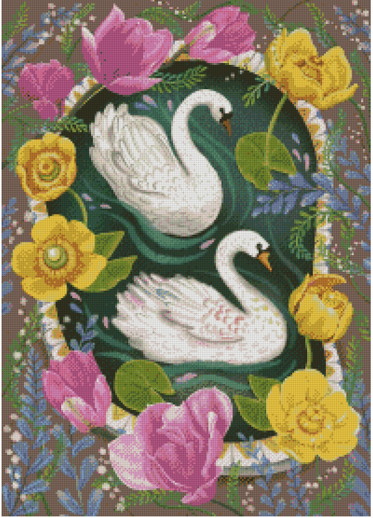 Spring Swans by Olga Akbarova- Diamond Art Kit (50x70cm, Square Drill)