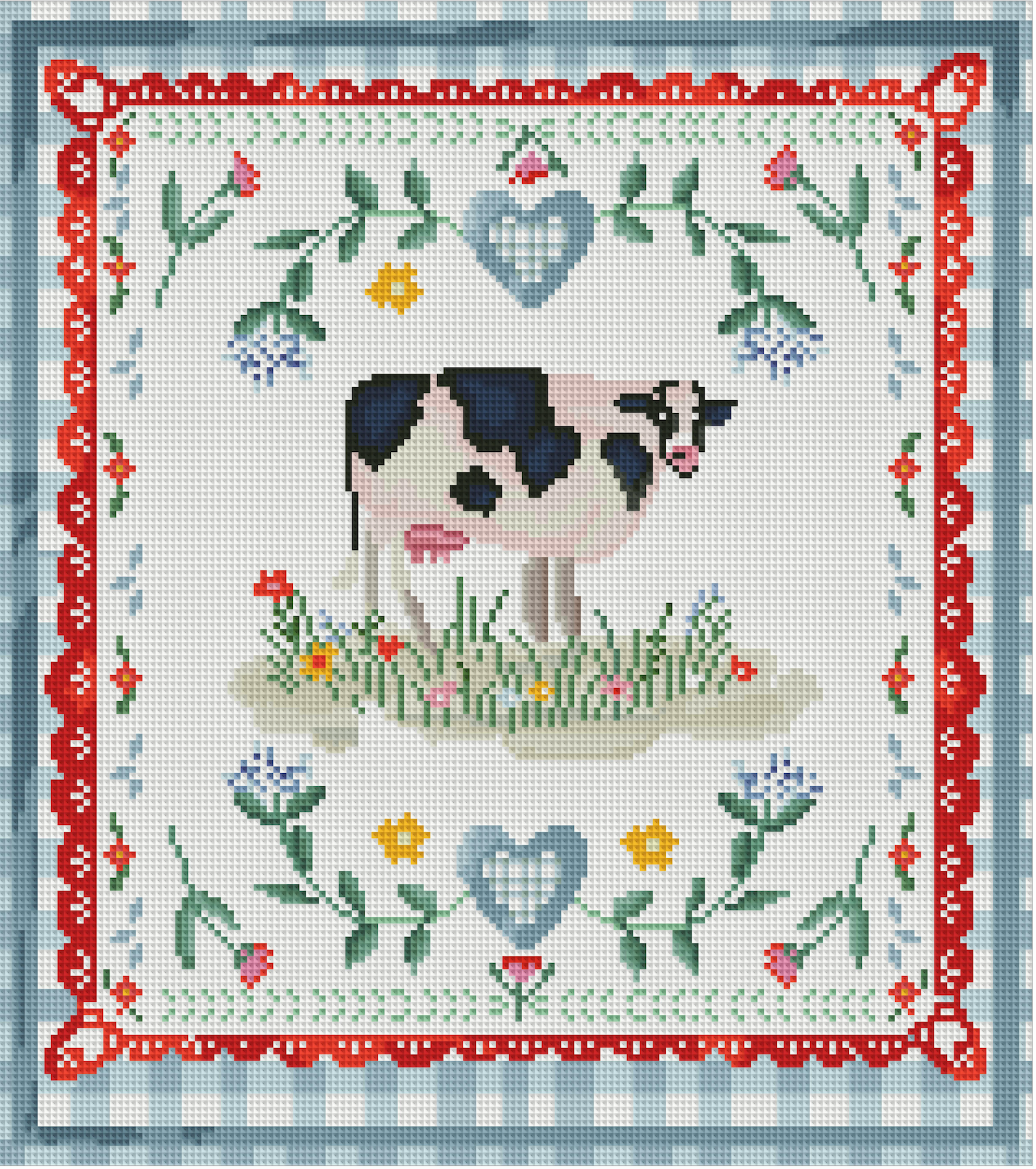 Country Cow Charm by Rose Halsey- Diamond Art Kit (40x45cm, Square Drill) Hand Rendered