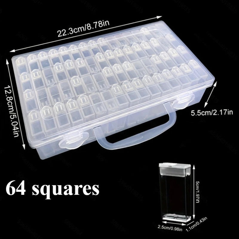 64 Jars Diamond Painting Storage Containers- Portable Organizer With Label Stickers Diamond Art Storage Box