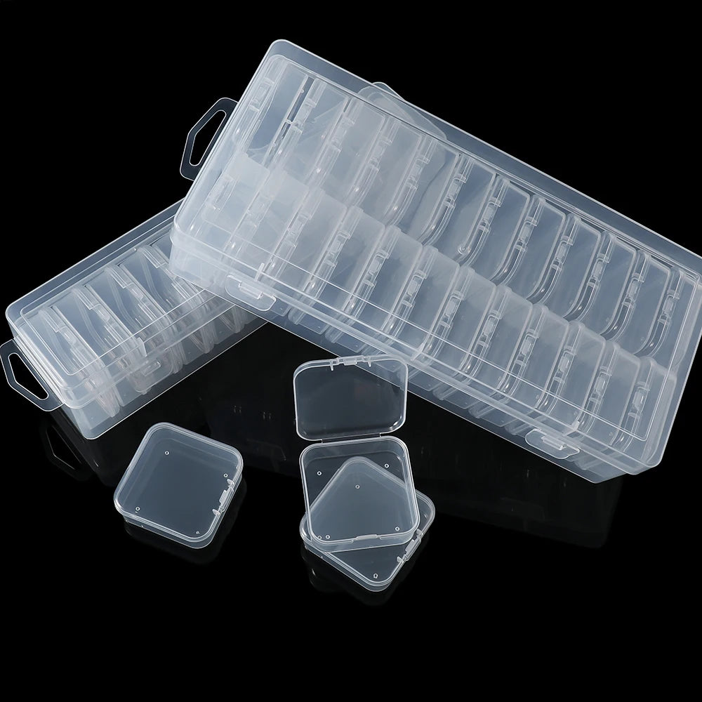 Bead Organizer Box 12/24/30Pcs Small Clear Plastic Bead Storage Containers with Hinged Lid for Storage Crafts Jewelry Organizer