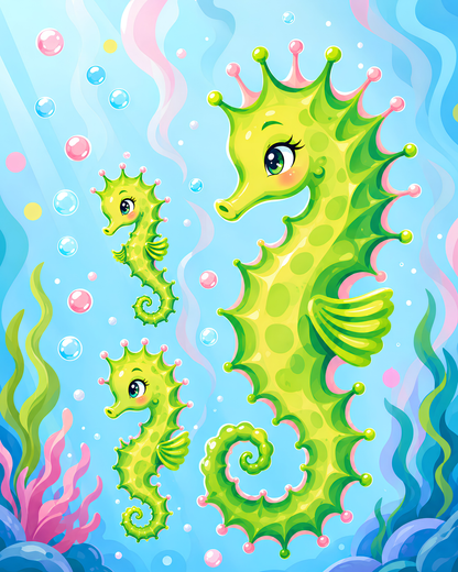 Seahorse Princess Cove- Diamond Art Kit (40x50cm, Square Drill)