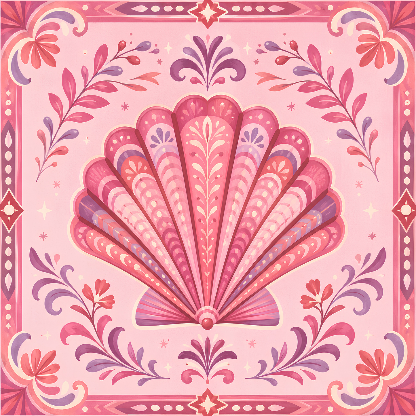 Seashell Tapestry- Diamond Art Kit (50x50cm, Round Drill)