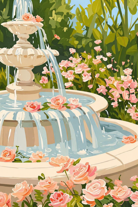 Secret Garden Fountain- Diamond Art Kit (40x60cm, Round Drill)