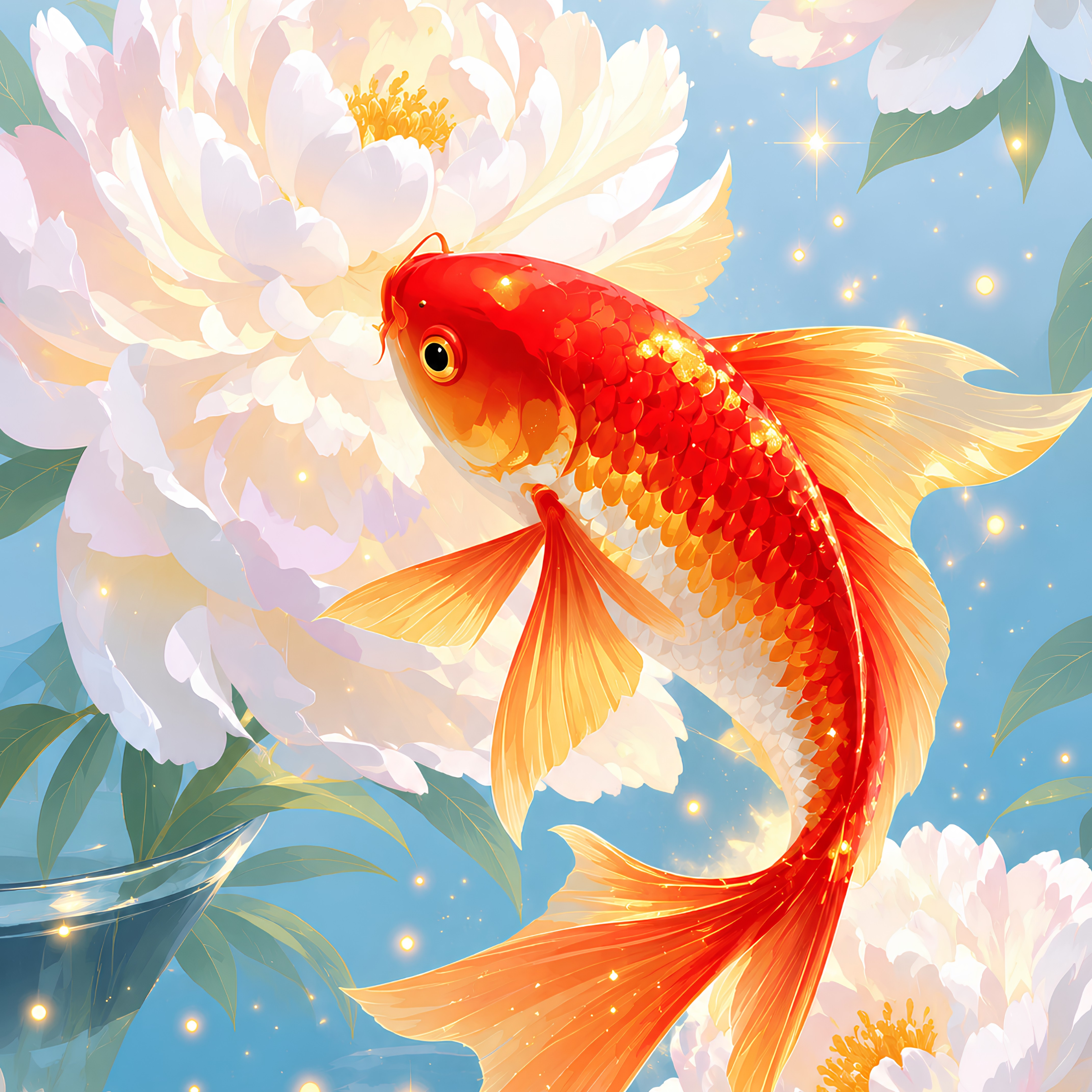 Shimmering Koi Garden- Diamond Art Kit (40x50cm, 100% Whimsy Dust Square Drill)