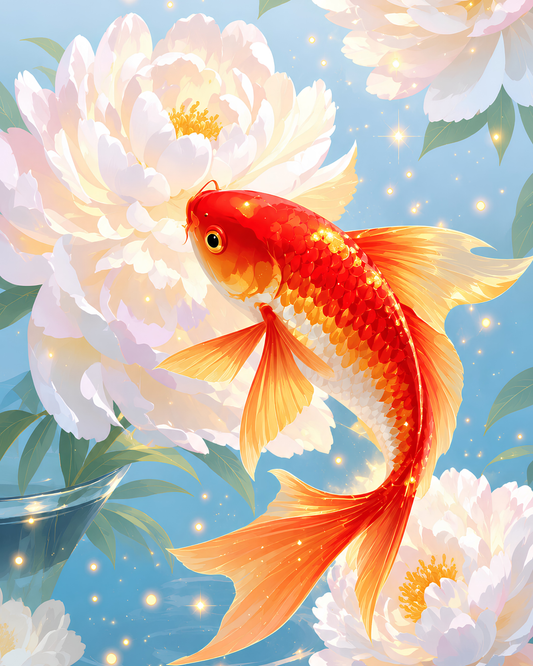 Shimmering Koi Garden- Diamond Art Kit (40x50cm, 100% Whimsy Dust Square Drill)