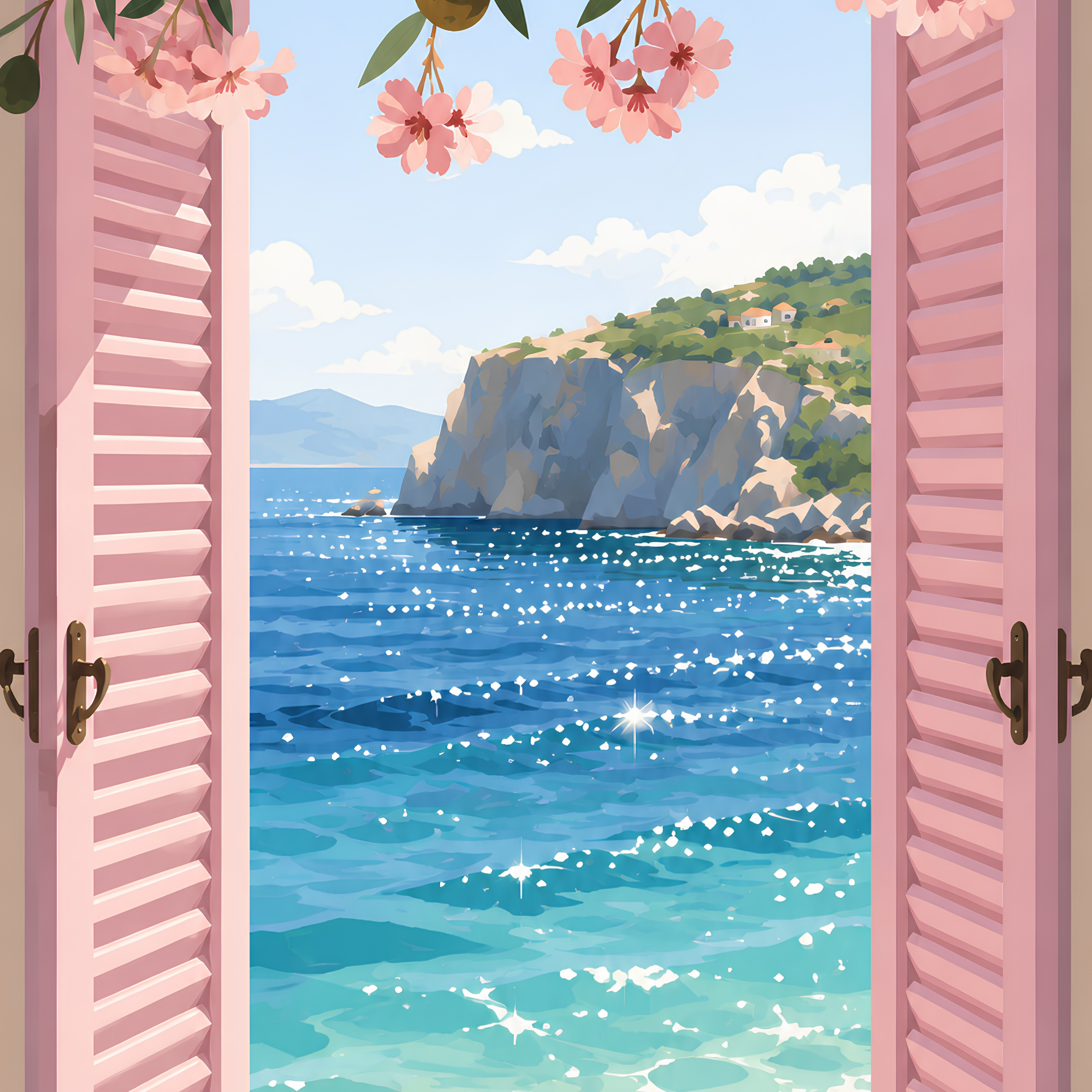 Sparkling Sea View- Diamond Art Kit (40x60cm, Round Drill)