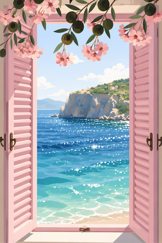 Sparkling Sea View- Diamond Art Kit (40x60cm, Round Drill)