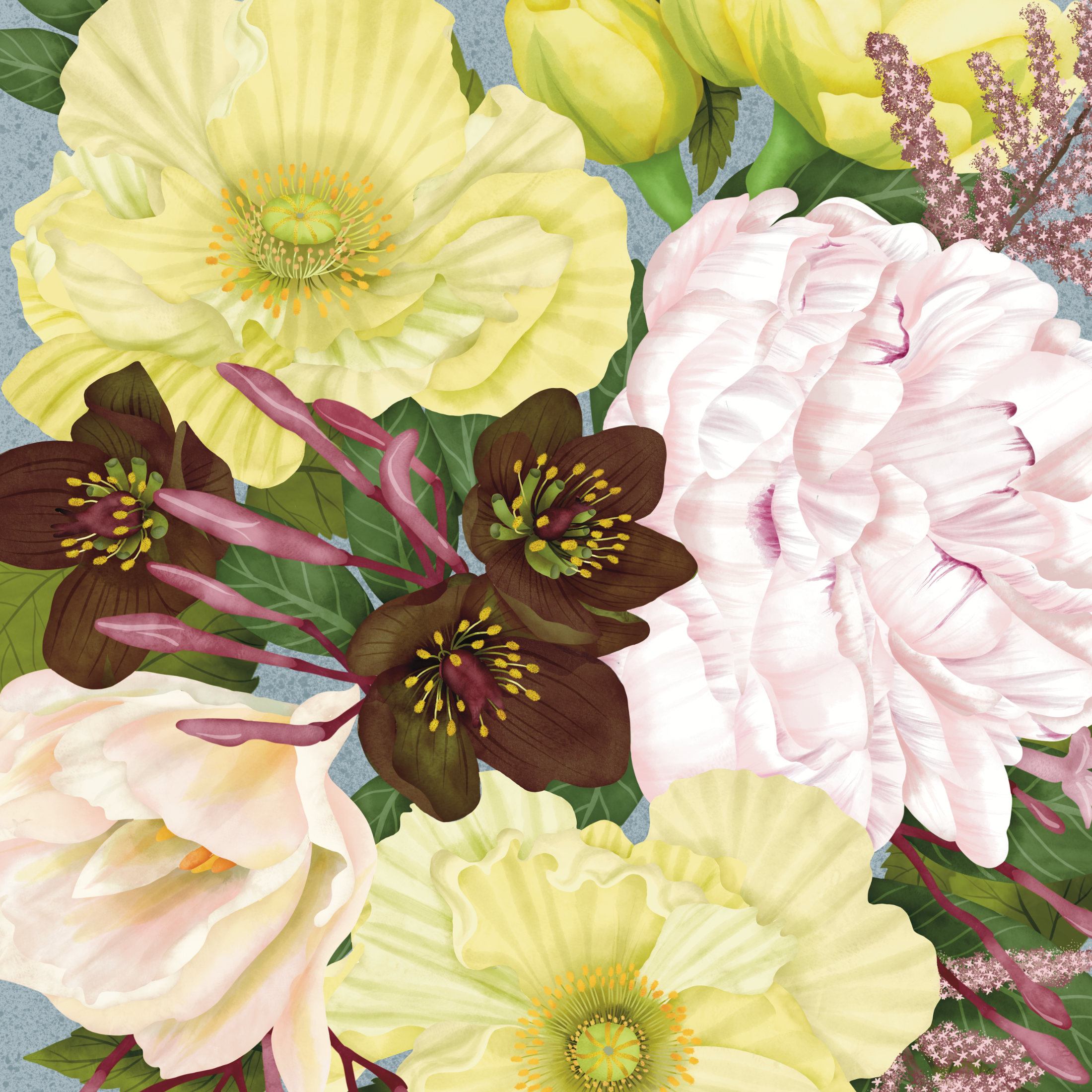 Spring Contrasts by Wickie Rowland- Diamond Art Kit (40x50cm, Square Drill)
