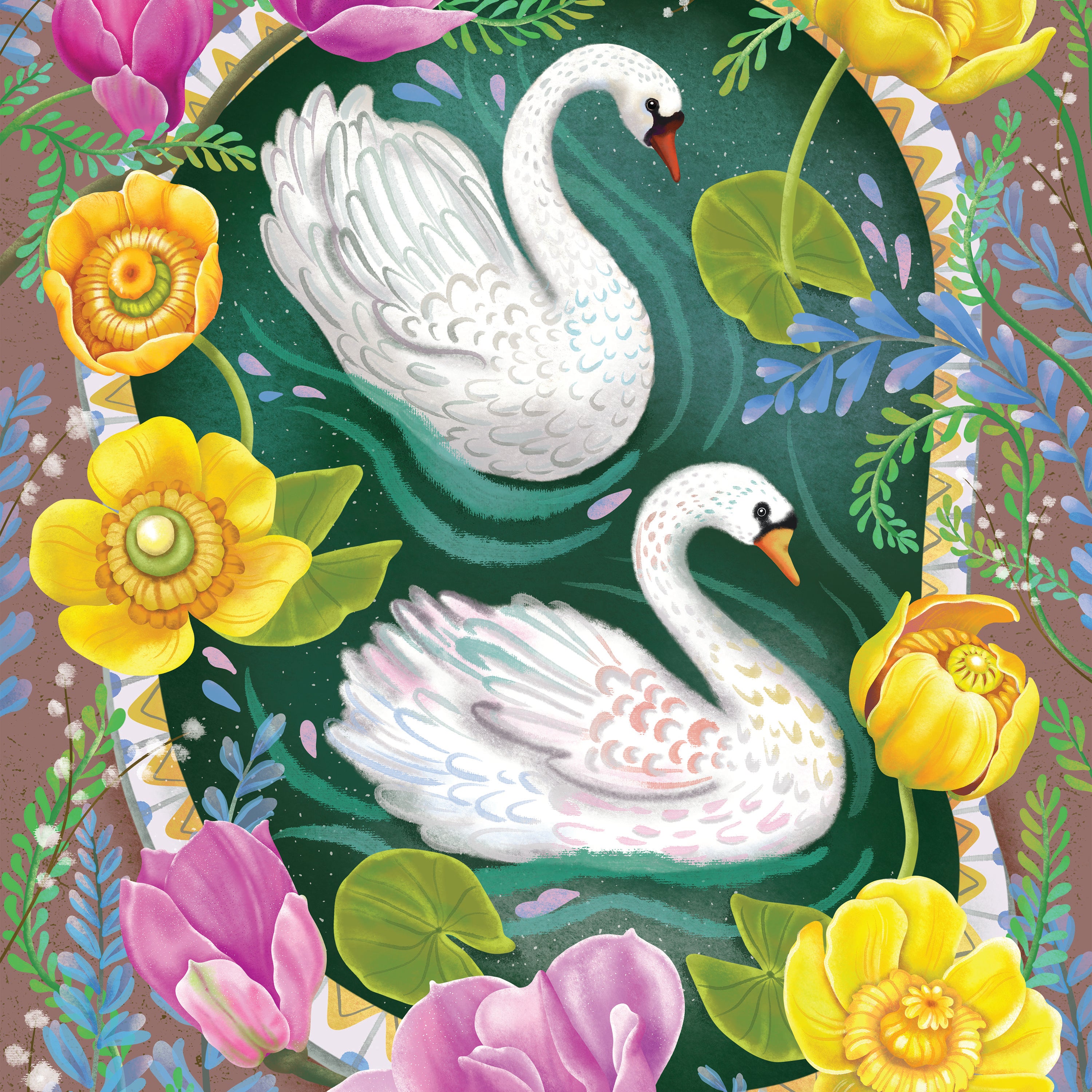 Spring Swans by Olga Akbarova- Diamond Art Kit (50x70cm, Square Drill)