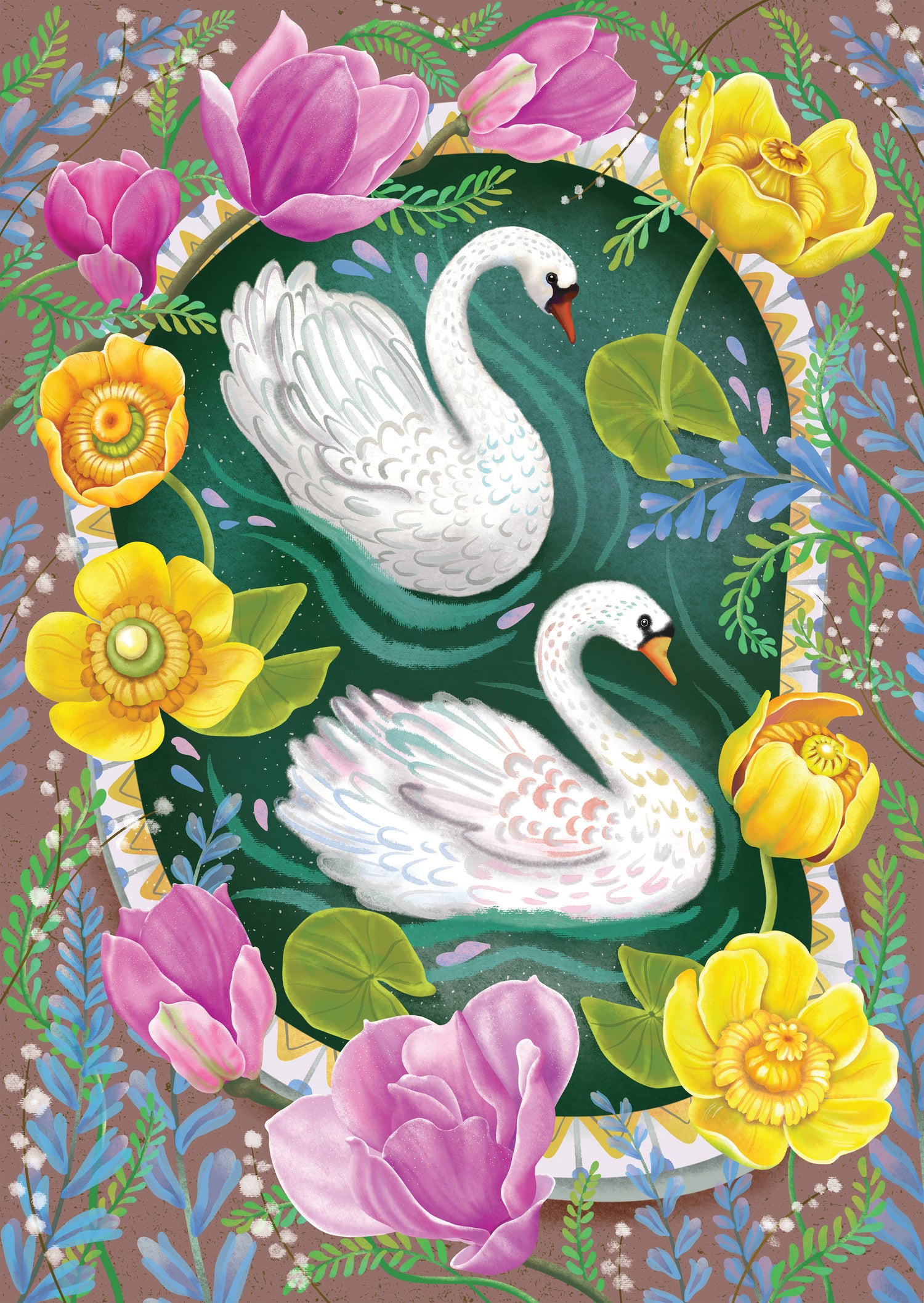 Spring Swans by Olga Akbarova- Diamond Art Kit (50x70cm, Square Drill)