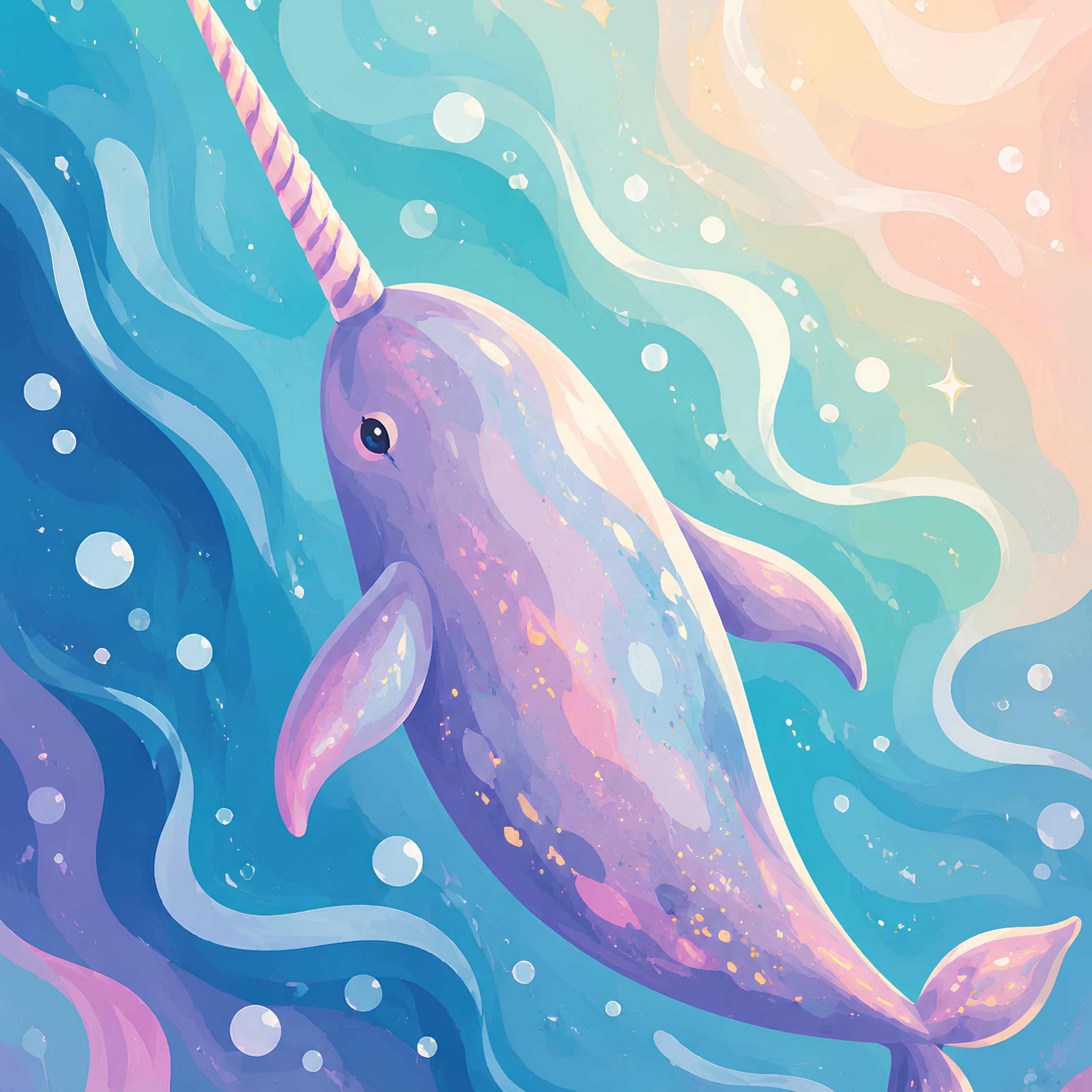 Stardust Narwhal- Diamond Art Kit (40x60cm, 100% Whimsy Dust Square Drill)