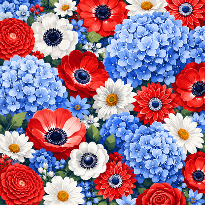 Stars & Summer Florals- Diamond Art Kit (40x40cm, Round Drill)
