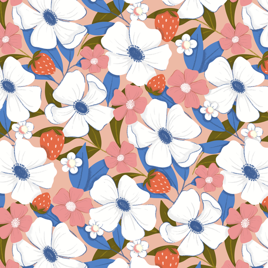 Strawberry Flowers by Almo Studio– Diamond Art Kit (40x40cm Round Drill)