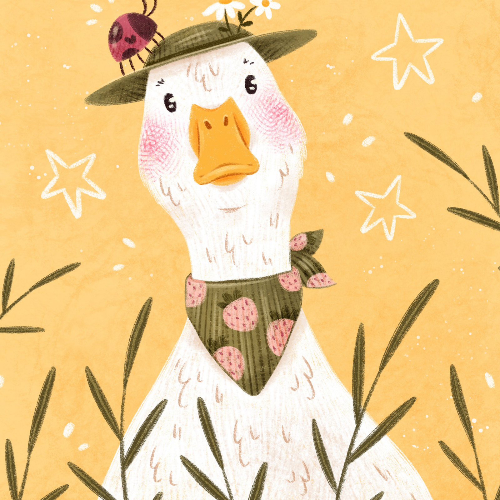 Strawberry Goose Friend by Ellie Ohnora – Diamond Art Kit (40x50cm Round Drill)