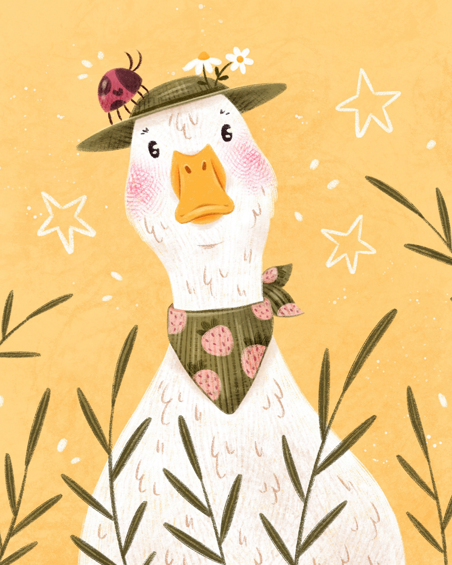 Strawberry Goose Friend by Ellie Ohnora – Diamond Art Kit (40x50cm Round Drill)
