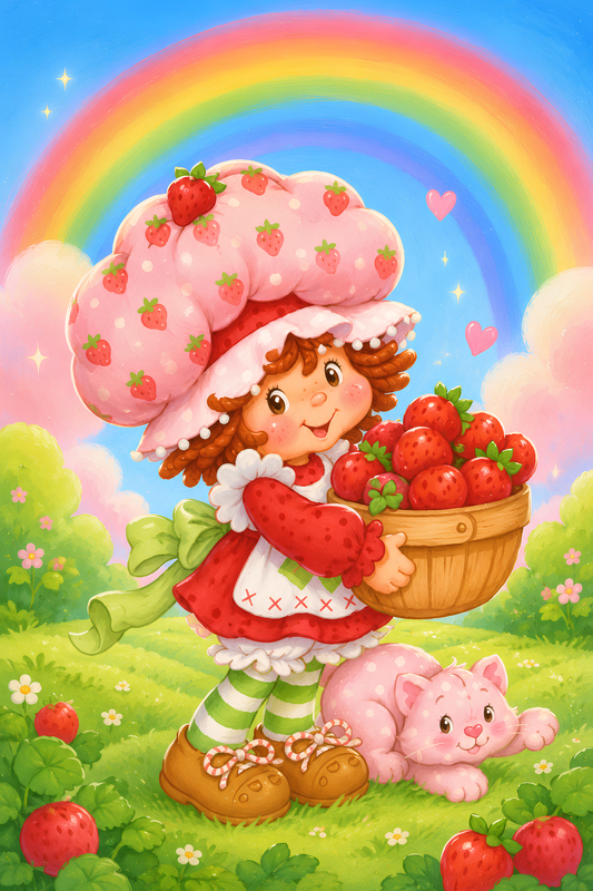 Strawberry Patch Girl- Diamond Art Kit (40x60cm, Square Drill)