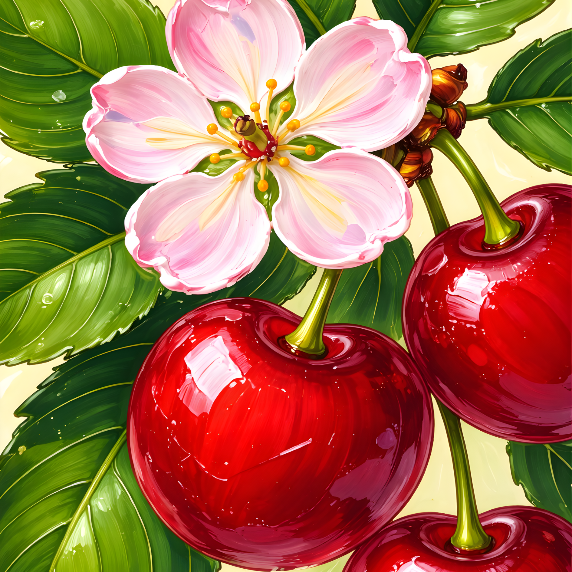 Sugar Cherry Blossom- Diamond Art Kit (40x60cm, Round Drill)
