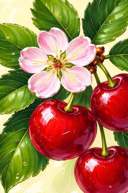 Sugar Cherry Blossom- Diamond Art Kit (40x60cm, Round Drill)