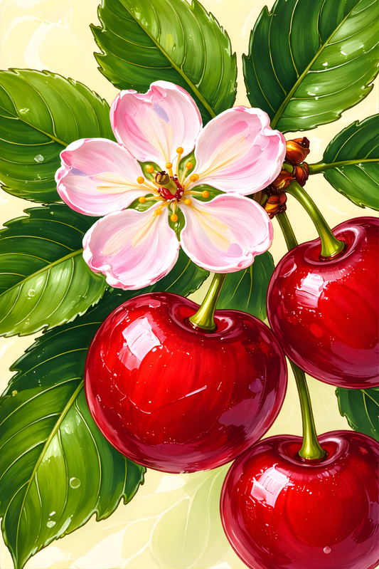 Sugar Cherry Blossom- Diamond Art Kit (40x60cm, Round Drill)