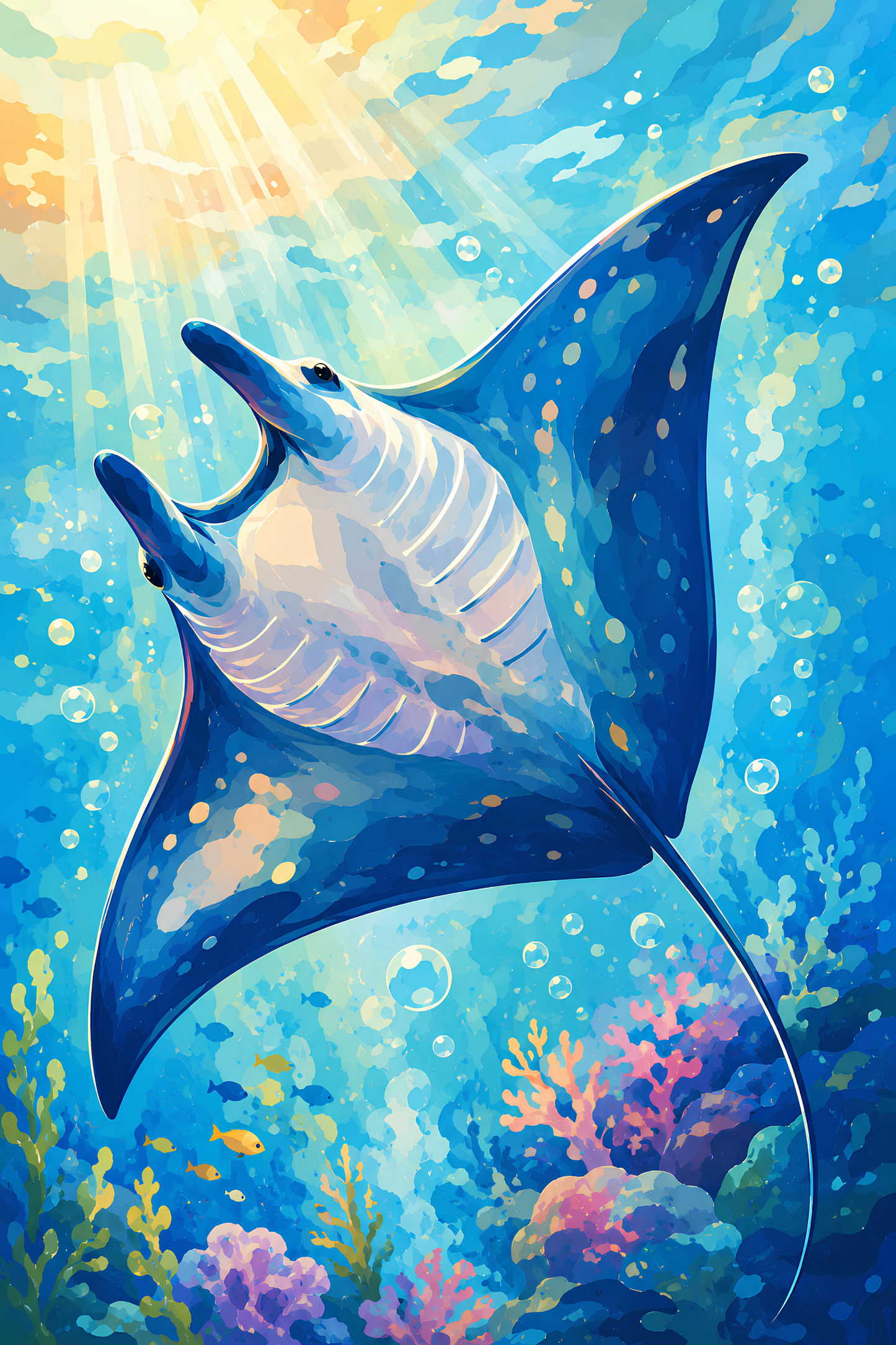 Sunlit Manta Ray- Diamond Art Kit (40x60cm, Square Drill)