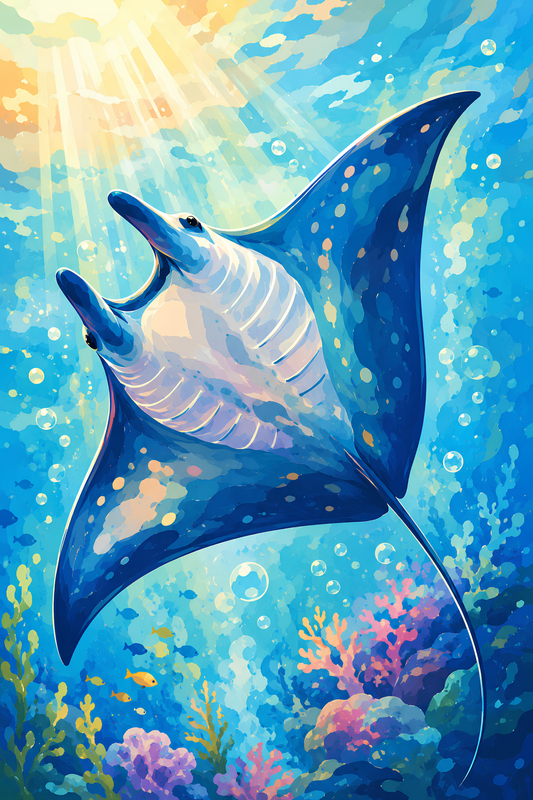 Sunlit Manta Ray- Diamond Art Kit (40x60cm, Square Drill)