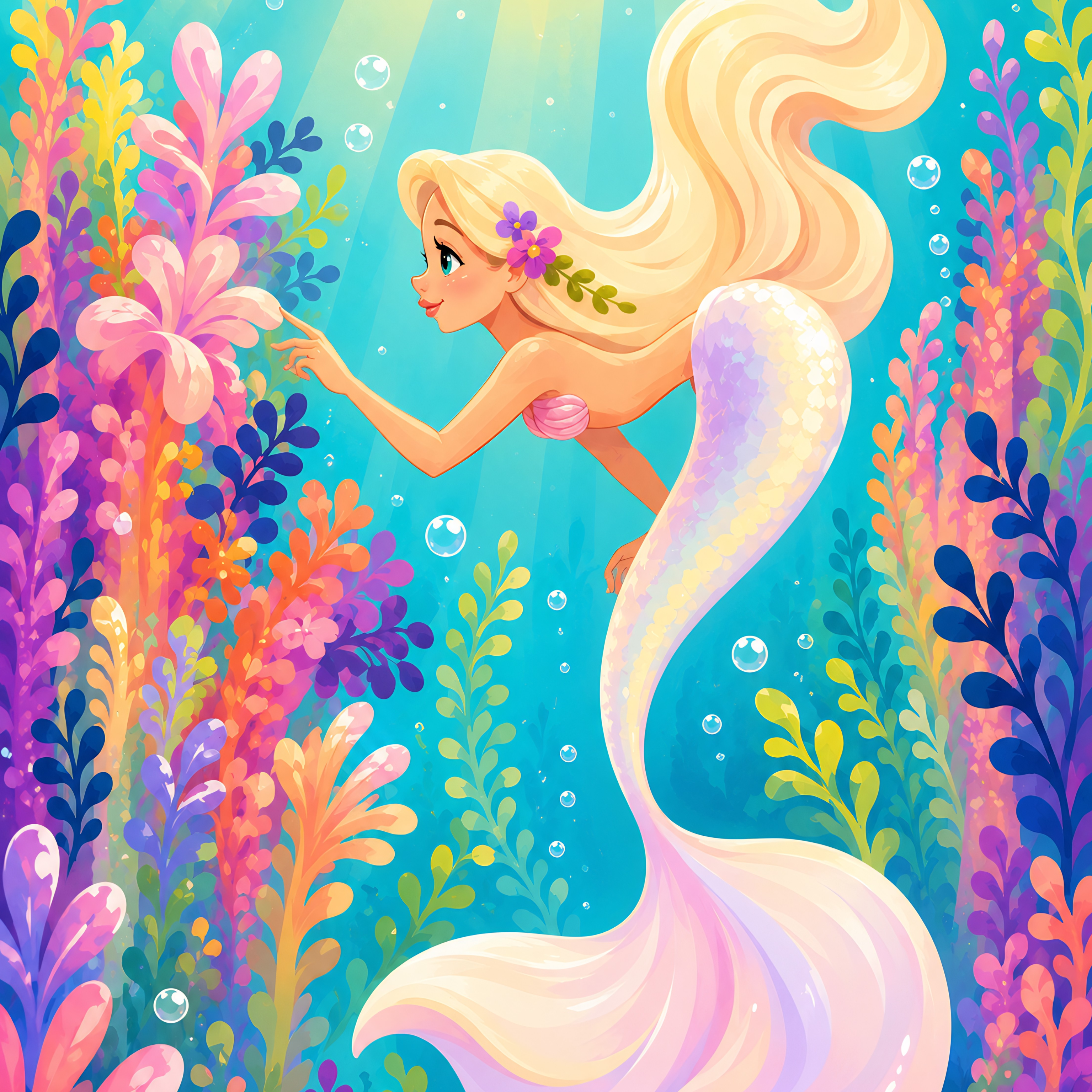 Sunlit Sea Mermaid- Diamond Art Kit (50x60cm, Square Drill)