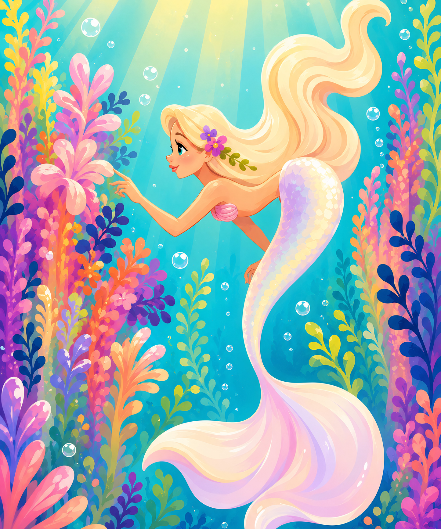 Sunlit Sea Mermaid- Diamond Art Kit (50x60cm, Square Drill)