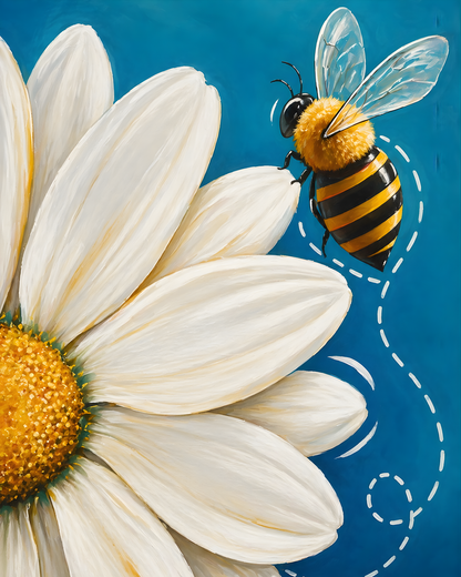 Sunny Daisy Bee- Diamond Art Kit (40x50cm, Round Drill)