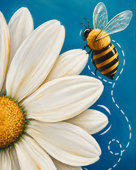 Sunny Daisy Bee- Diamond Art Kit (40x50cm, Round Drill)