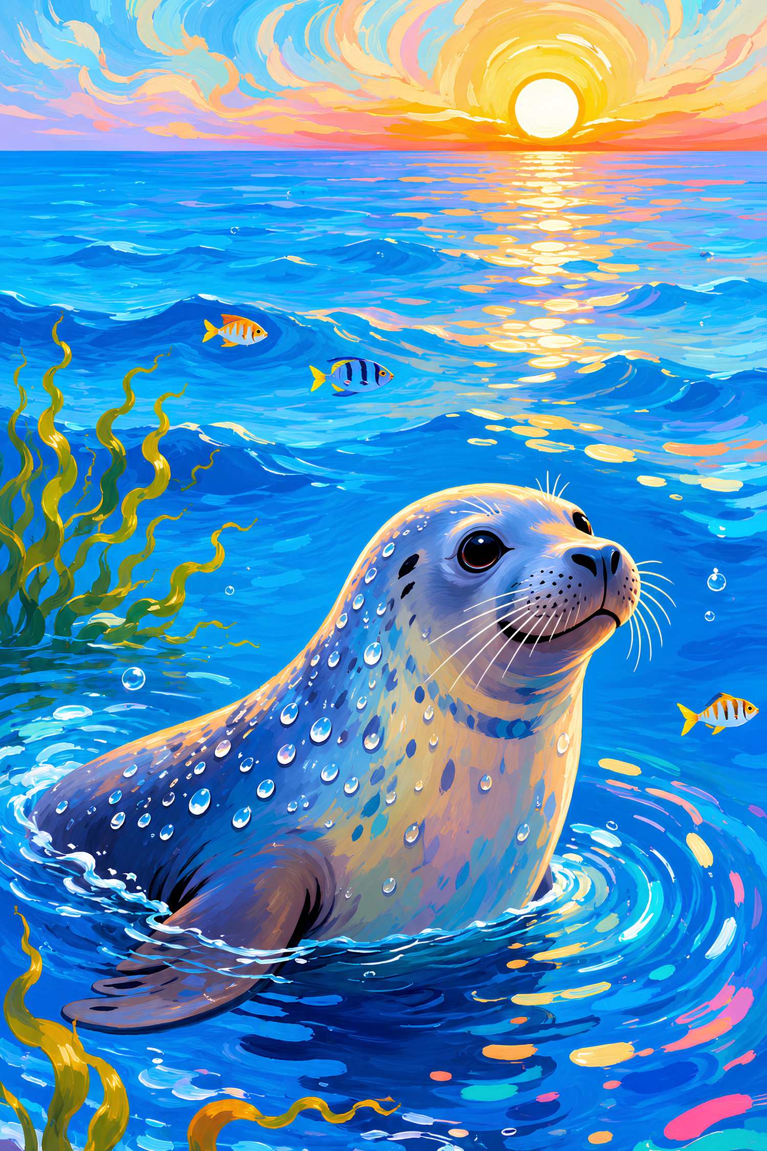 Sunset Seal Shores- Diamond Art Kit (40x60cm, Square Drill)