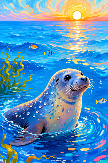 Sunset Seal Shores- Diamond Art Kit (40x60cm, Square Drill)